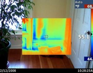 Infrared scan of poor wall insulation